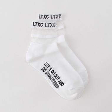 ロゴ入り透けラインクルーソックス