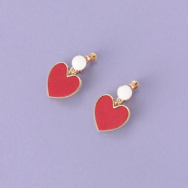 ハート合皮イヤリング
