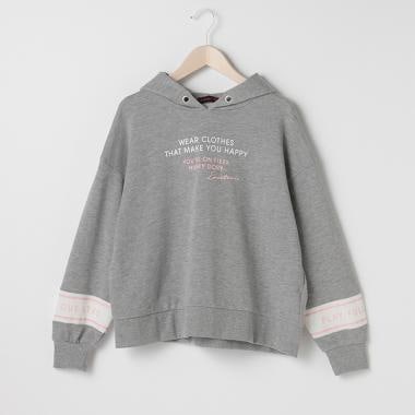 裏毛 袖切り替えロゴパーカー