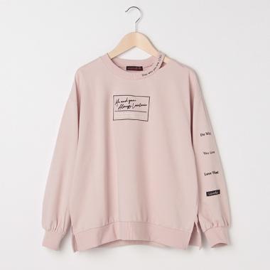 ミニ裏毛 衿スリットロゴトレーナー