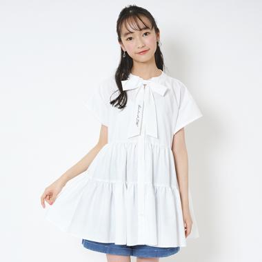 リボンつきティアードブラウス