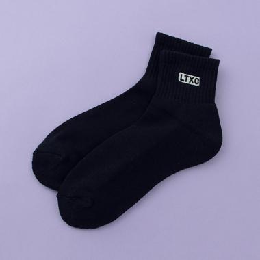 裏パイル モチーフ刺しゅうクルーソックス