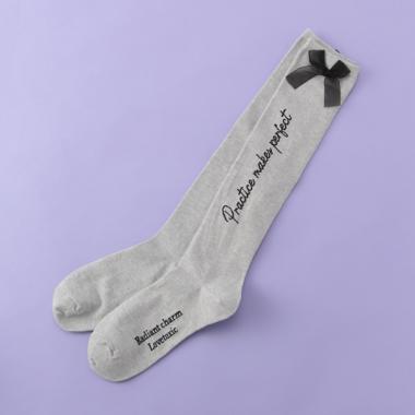 リボンつきロゴハイソックス