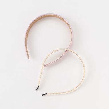 合皮×フェイクパールカチューシャ2本セット