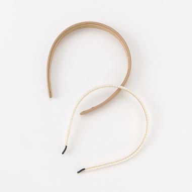 合皮×フェイクパールカチューシャ2本セット