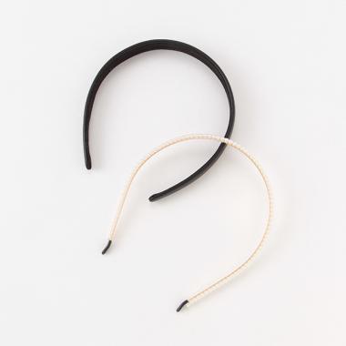 合皮×フェイクパールカチューシャ2本セット