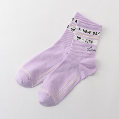 ラインロゴリブクルーソックス