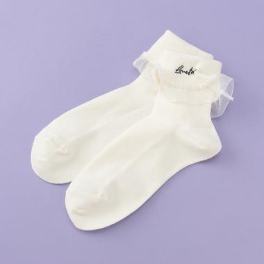 シアーフリルつきクルーソックス