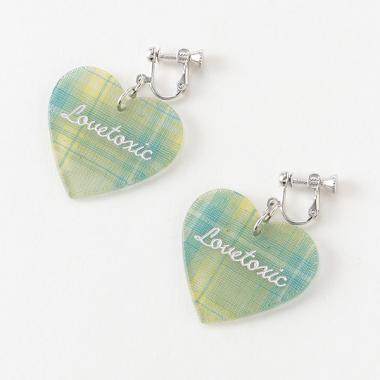 チェックハートイヤリング