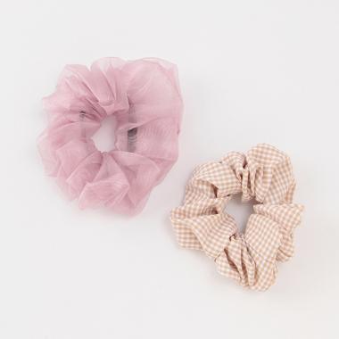 ギンガム×オーガンジーシュシュ2個セット