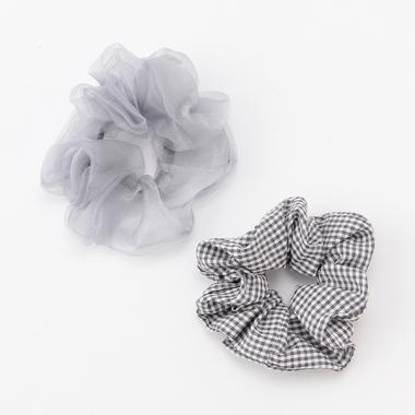 ギンガム×オーガンジーシュシュ2個セット