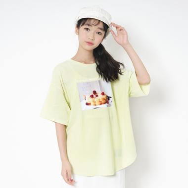 カフェフォトプリント半袖Tシャツ