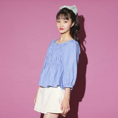 シャーリング7分袖ブラウス