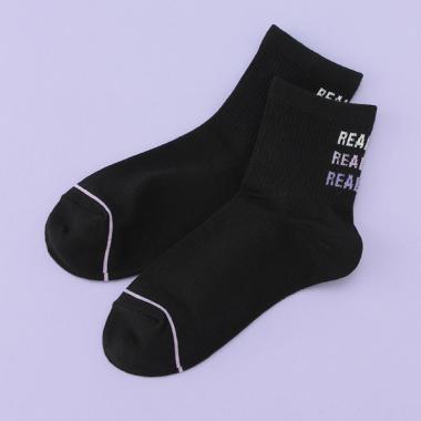 カラフルバックロゴクルーソックス