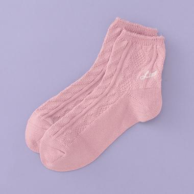 柄編みクルーソックス