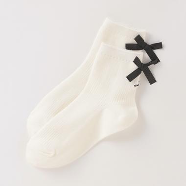 バックリボンクルーソックス