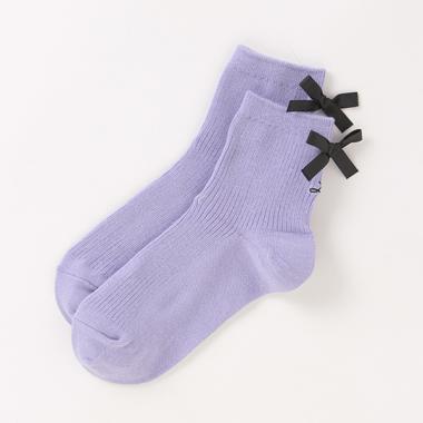 バックリボンクルーソックス