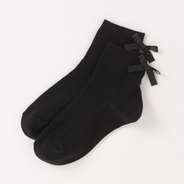 バックリボンクルーソックス