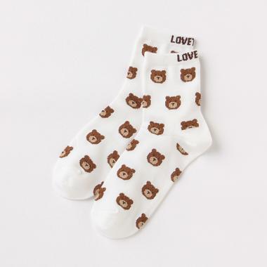 フワフワアニマル柄クルーソックス