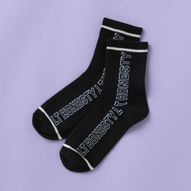 縦ロゴリブクルーソックス