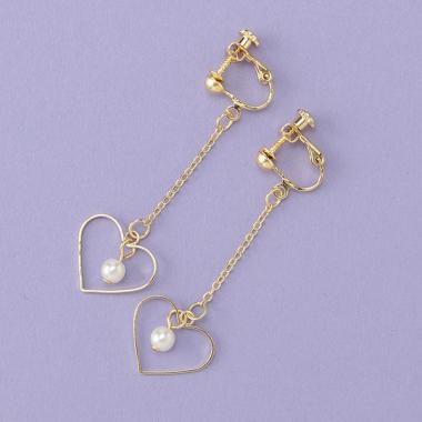 ハートパールイヤリング