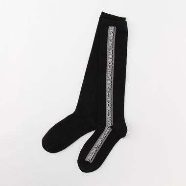 縦ロゴラインハイソックス