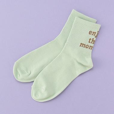 バックロゴリブクルーソックス