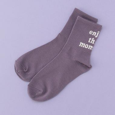 バックロゴリブクルーソックス