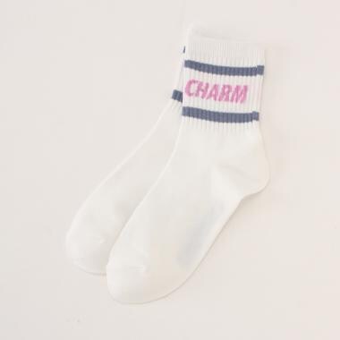 ロゴ2本ラインクルーソックス