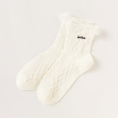 フリル柄編みクルーソックス