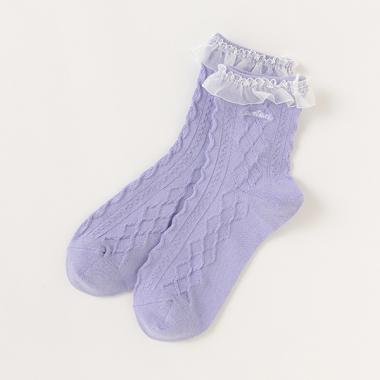 フリル柄編みクルーソックス