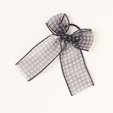 シアーチェックリボンヘアポニー