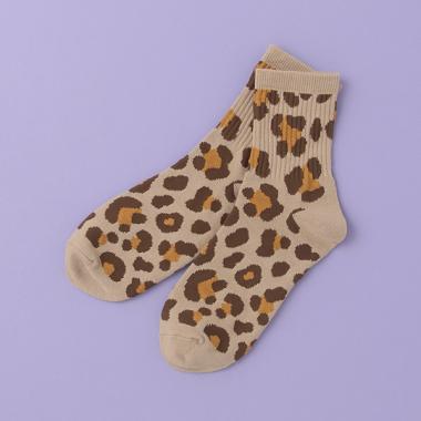 アニマル柄リブクルーソックス