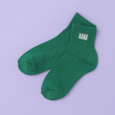 ロゴ刺しゅうパイルアンクルソックス