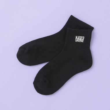 ロゴ刺しゅうパイルアンクルソックス