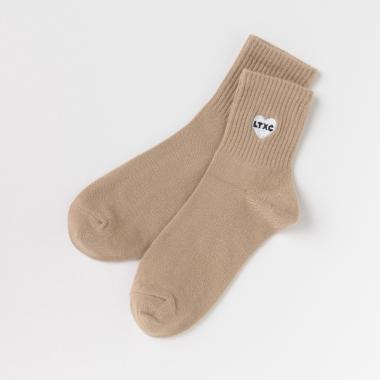 ハート刺しゅうリブクルーソックス