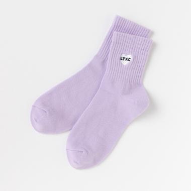 ハート刺しゅうリブクルーソックス