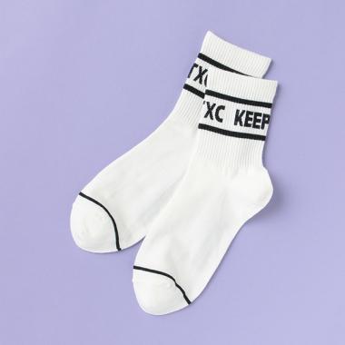 ラインロゴリブクルーソックス