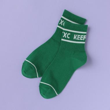 ラインロゴリブクルーソックス