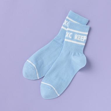 ラインロゴリブクルーソックス