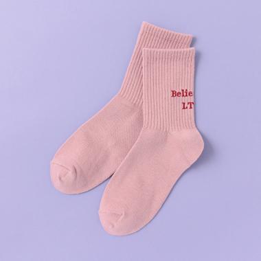 バックロゴリブクルーソックス