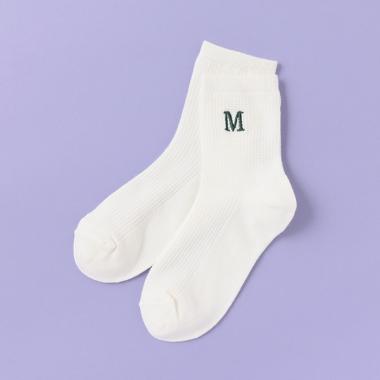 イニシャルワッフル風クルーソックス