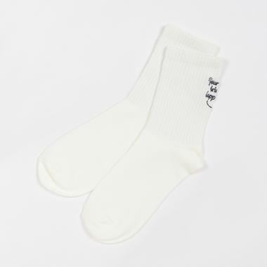 バック刺しゅうクルーソックス