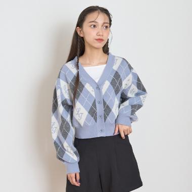 【洗える】アーガイルカーディガンインナーセット
