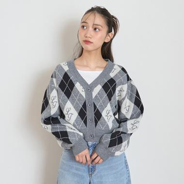 【洗える】アーガイルカーディガンインナーセット
