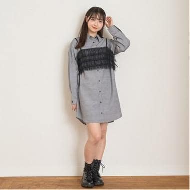 ビスチェ付グレンチェックシャツワンピース