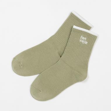 刺繍リブクルーソックス