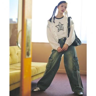 【LTXC】ライトデニムラインカーゴパンツ