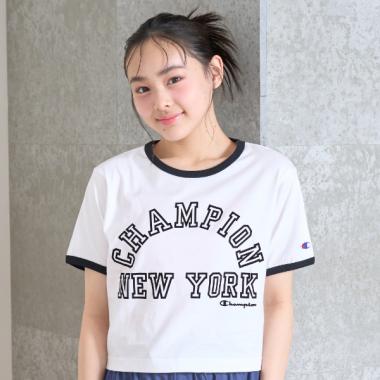 【Champion】【綿100％】リンガー半袖Tシャツ