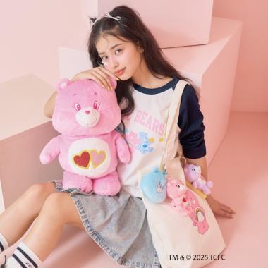 【ケアベア】【綿100％】ラグランクロップド長袖Tシャツ